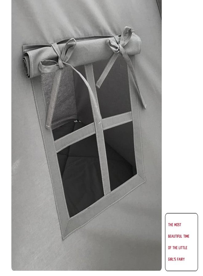 RONGFA Kids Teepee Tent with White Pom Pom - Indoor Play Teepee for Children Boys Portable Play House (Grey) - Image 4